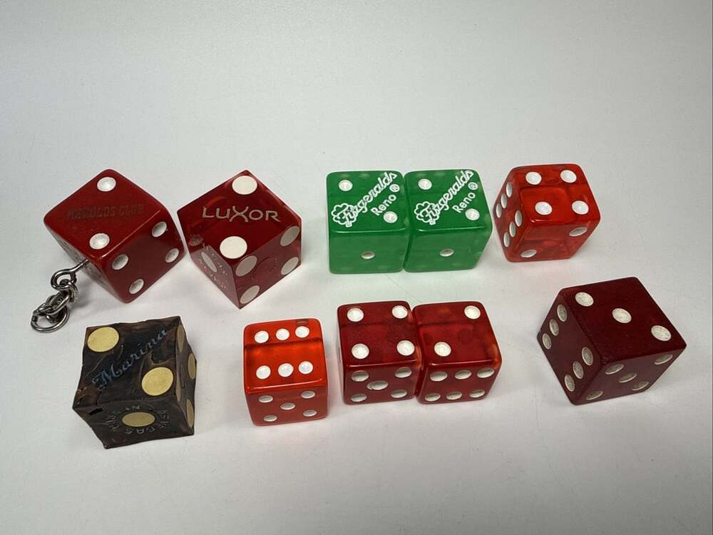 Vtg Lot 10 Dice Fitzgerald's Luxor Harold’s Reno Nevada Green Cherry L3